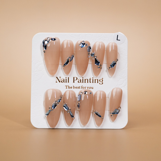 Blue Rhinestone On Nude