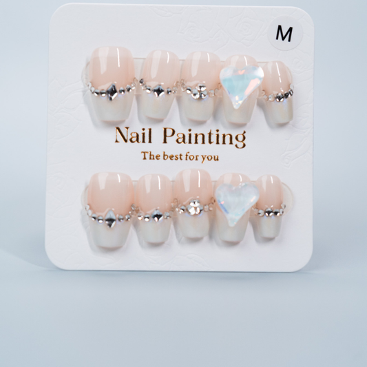 Diamond Rhinestone On Nude Press-ons