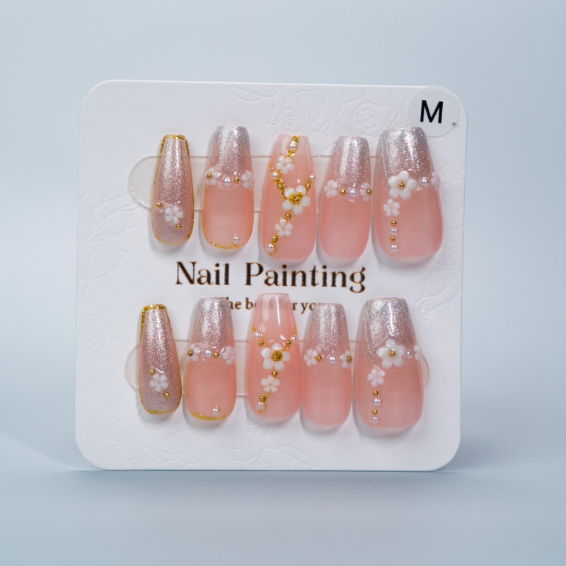 Floral Peach Glitter