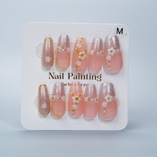 Floral Peach Glitter