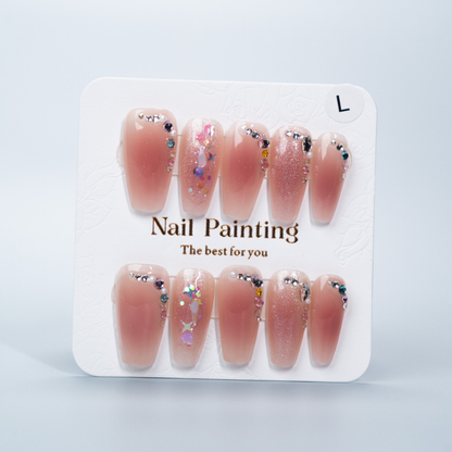 Aura Peach Rhinestone Press-ons