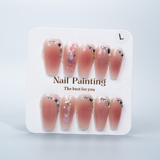 Aura Peach Rhinestone Press-ons