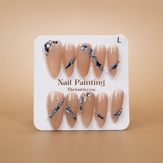 Blue Rhinestone On Nude