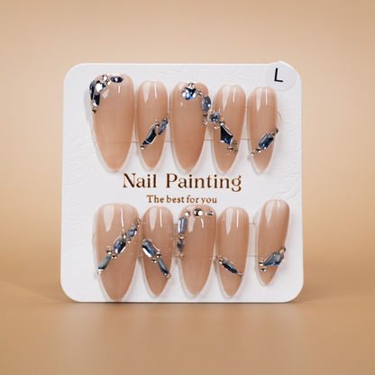 Blue Rhinestone On Nude