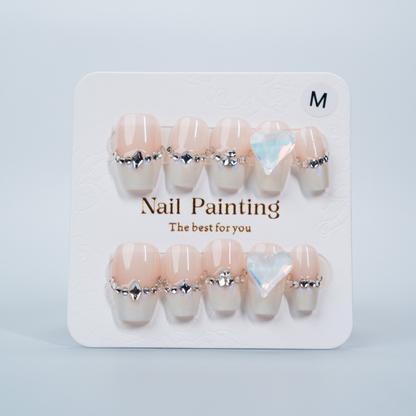 Diamond Rhinestone On Nude Press-ons