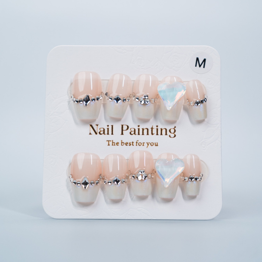 Diamond Rhinestone On Nude Press-ons