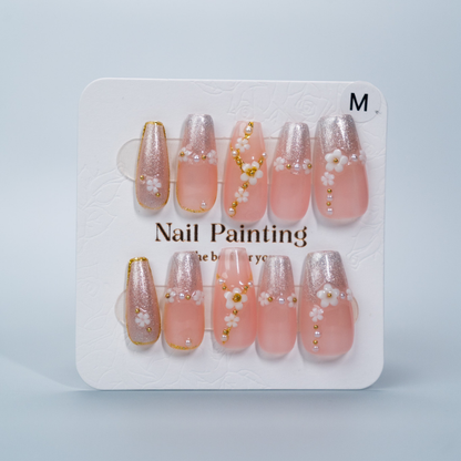 Floral Peach Glitter