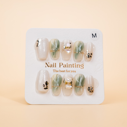 Sage Green Marble Foil Press-ons