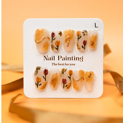 Summer Tulip Orange Red Press-ons