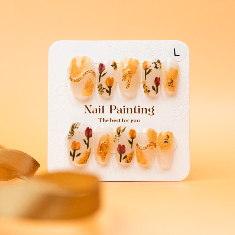 Summer Tulip Orange Red Press-ons