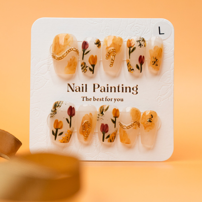 Summer Tulip Orange Red Press-ons